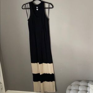 MOSSIMO BLACK WITH BEIGE / TAN MAXI DRESS SZ S